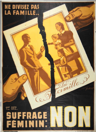 Affiche placardée dans le cadre de la campagne de la deuxième votation à Genève en 1940