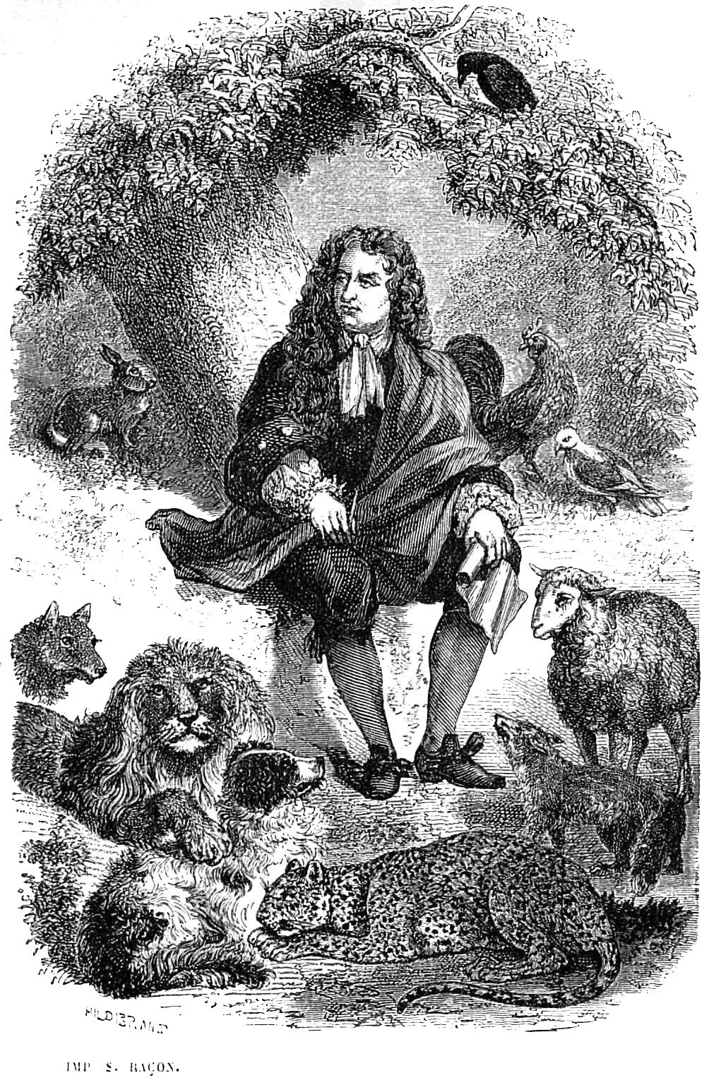 Mise en scène de Jean de la Fontaine et des animaux des fables