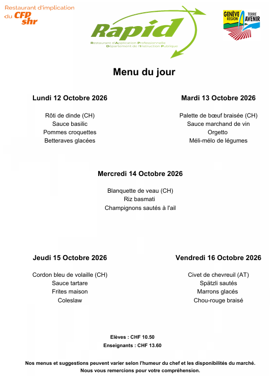 Image Rapid menu du jour